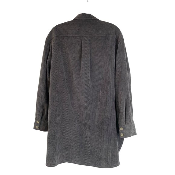 Zara Womens Oversized Corduroy Shirt Dress Tunic M Gray Long Sleeve RFF10663 - Picture 3 of 9